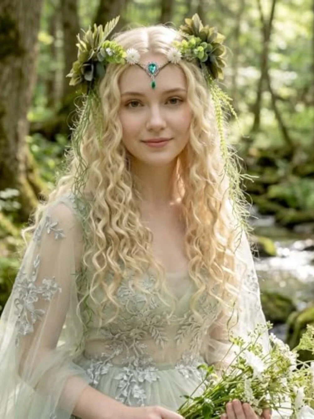 Woodland Flower Fairy Crown - Forest Elf Headpiece for Renaissance Cosplay &